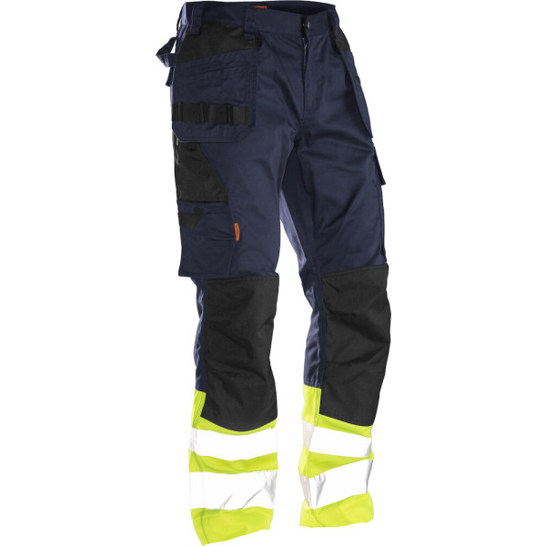 Jobman Practical vööpüksid ripptaskutega 2513 navy/Hi-Vis kollane